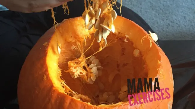 How to Roast Pumpkin Seeds - Gotta remove those innards! -MamaExercises.com